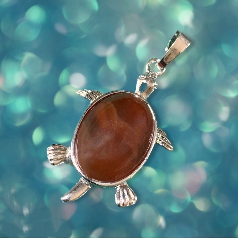 Silver Tone Turtle w/ Agate Shell